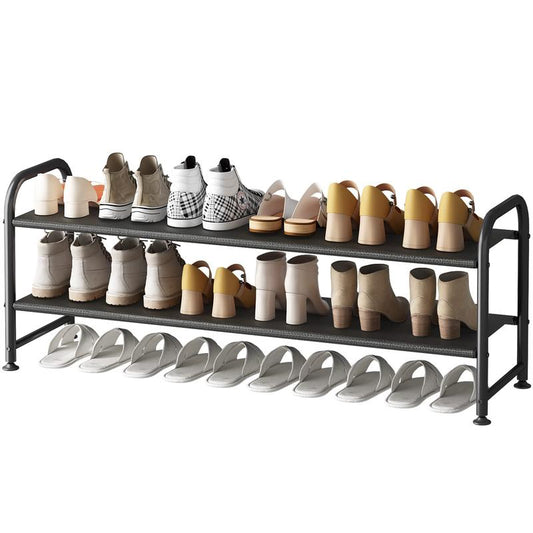 2 Tier Shoe Rack Rectangular, Metal Firm and Dirt-Resistant High-Quality Waterproof Non-Woven Fabric Layer, Which Can Prevent Vibration from Falling, Suitable for Narrow or Narrow Spaces Such as Corridors, Closets, Dormitories, and Garages Black Friday